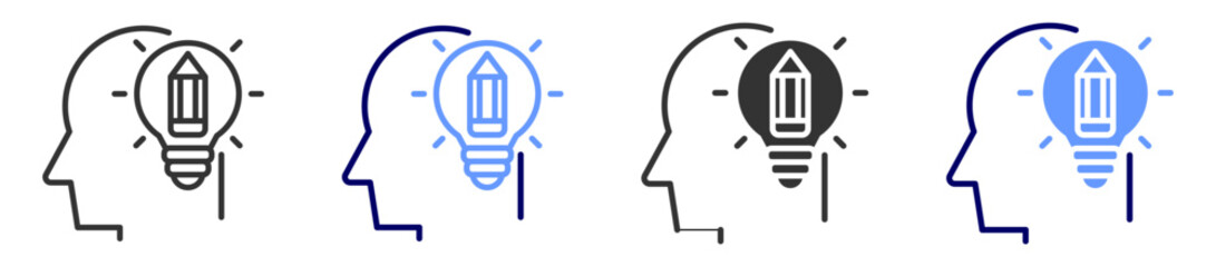 human creativity icon set multiple style