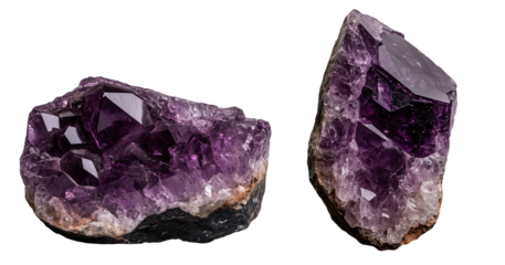 set of orange, purple and pink shapes amethyst crystal, gem diamond isolated on transparent background