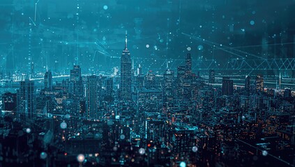 An abstract multiexposure representation of a skyline, serving as a backdrop for big data concepts