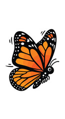 Fototapeta premium Vector Illustration of Monarch Butterfly in Minimalist Modern Style with Bright Orange and Black Colors