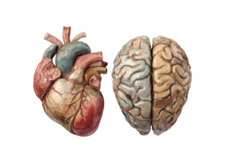 Heart & Brain Duo on Black Backdrop