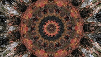 Abstract kaleidoscopic geometric fractal design, suitable for creative backgrounds