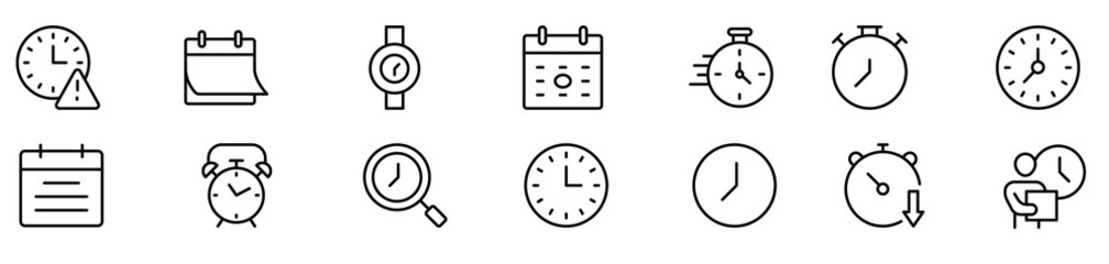 Time, clock and Calendar related line icon set. modern line icon illustration collection