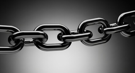 Obraz premium Shiny Black Metallic Chain Links Isolated on Gradient Background for Digital and Print Use