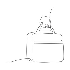 Trolly bag Continuous one line art vector of luggage design and Vector illustration.