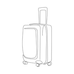 Trolly bag Continuous one line art vector of luggage design and Vector illustration.