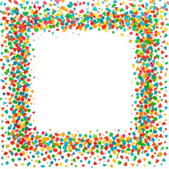 Fototapeta premium Poured confetti on a transparent background, a frame of colorful confetti, fun decoration