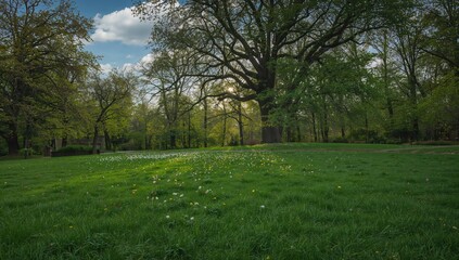 Obraz premium Lush green grass in a park setting, ideal for outdoor activities