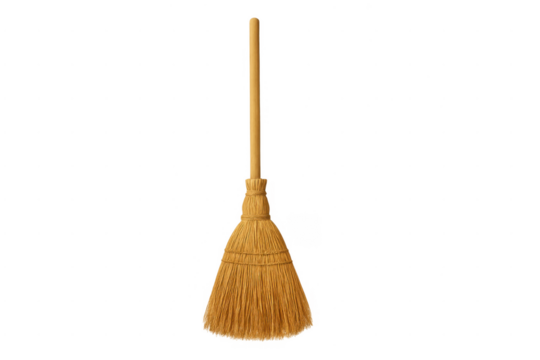Broom sweeping cleaning household item with transparent background