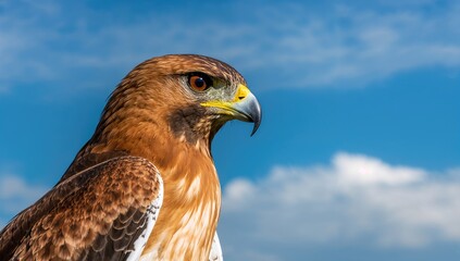Obraz premium Close-up of a red-shouldered hawk against a clear blue sky