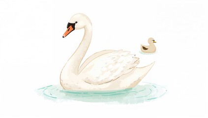 Obraz premium Delightful cartoon depiction of a graceful swan