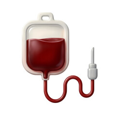 Obraz premium Blood Transfusion Bag with IV Tube 3D Icon, Medical Drip Bag Symbol, Healthcare and Hospital Equipment Graphic, Blood Donation and Patient Care Illustration, Life Support Vector.