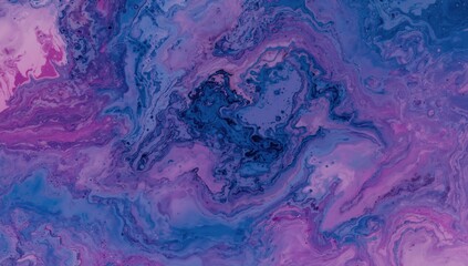 Fototapeta premium Acrylic paint in shades of pink and blue, creating a flowing ocean-like effect of smoke beneath the surface, artistic expression