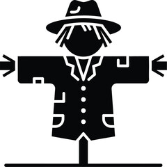 Fototapeta premium Scarecrow autumn, Halloween, holiday decoration vector illustration icon, silhouette