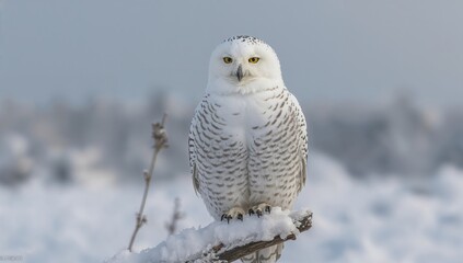 Fototapeta premium Female snowy owl in winter