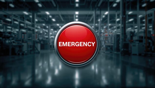 Emergency button positioned for quick access, enhancing safety in industrial settings