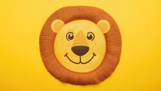 Child-friendly illustrated cartoon lion on a vector design, playful theme