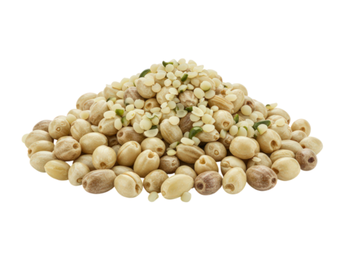 Pile of assorted dry seeds and grains isolated