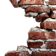 Detailed Cracked Red Brick Wall Texture with Mortar and Exposed Bricks
