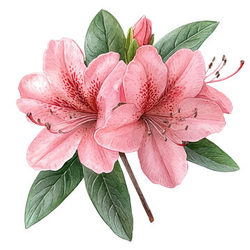 watercolor vector of Azalea Flower, isolated on a white background.