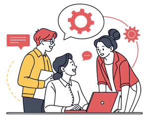 Teamwork and collaboration concept with cogwheel