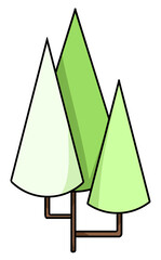 Illustration of green triangle-shaped trees representing nature, forest, and eco environment.