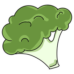 Illustration of a green broccoli representing healthy food, nutrition, and vegetarian lifestyle.
