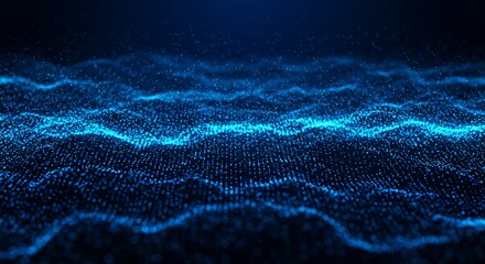 Abstract Digital Waveform with Glowing Particles in Blue Hues for Technology