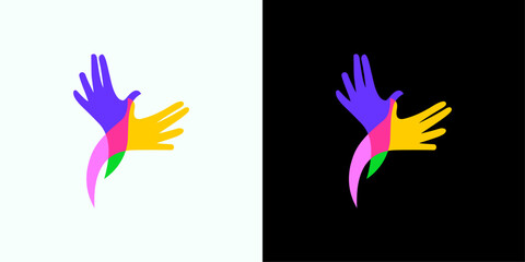 Fototapeta premium Colorful Hands Bird of Freedom Logo