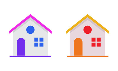 Modern Colorful Houses Icon Transparent PNG Flat Home Illustration for Real Estate, Digital Design, Branding