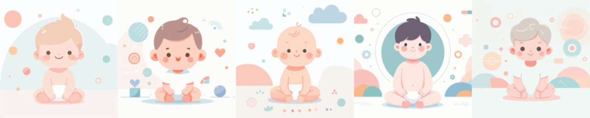 Cute babies in vector