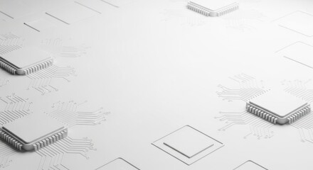 White abstract image of computer microchips arranged on a matching background