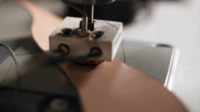 Industrial machine stitching leather strap