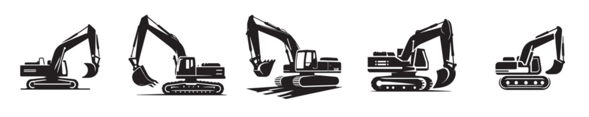 Naklejka premium Excavators in vector