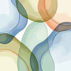 Abstract Vector Pattern with Overlapping Organic Shapes in Soft Pastel Colors in Modern Minimalist Style