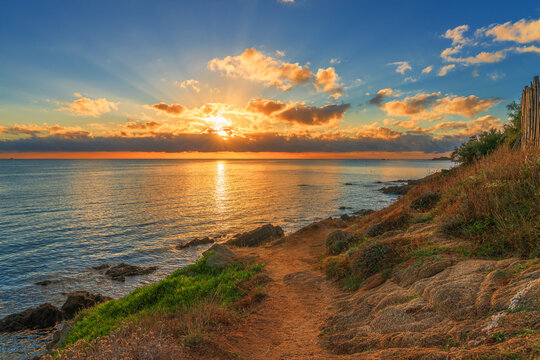 Coastal path in Ramatuelle at sunrise