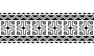 Maori polynesian tattoo bracelet. Tribal sleeve seamless pattern vector. Samoan border tattoo design fore arm or foot. Armband tattoo tribal. band fabric seamless ornament isolated on white background