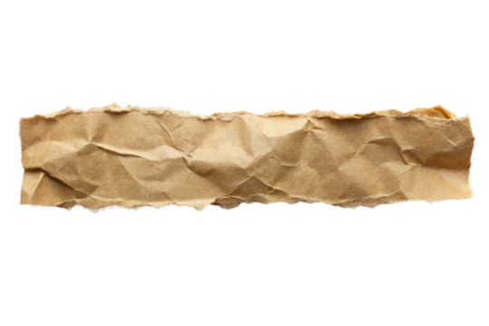 Piece of crumpled brown paper isolated on transparent background for your design