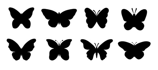 Butterfly silhouette vector template. Set of butterfly vector illustration.