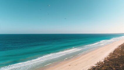 Fototapeta premium A view overlooking a sprawling ocean, highlighting the vastness of nature