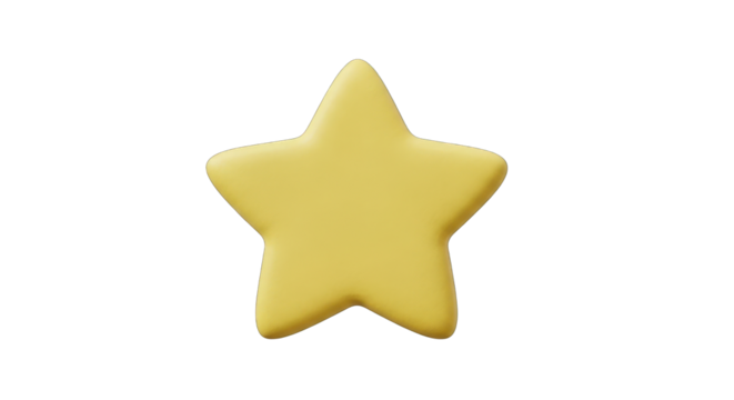 Pale Yellow Five-Pointed Star Shape 3D Render.