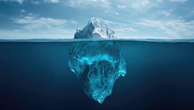 Explore your hidden mindfulness concept with iceberg, illustrating the vast unseen potential for personal growth