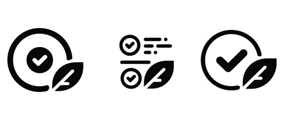 Eco-friendly checkmark icons representing sustainability, approval, and environmental responsibility for branding and design projects