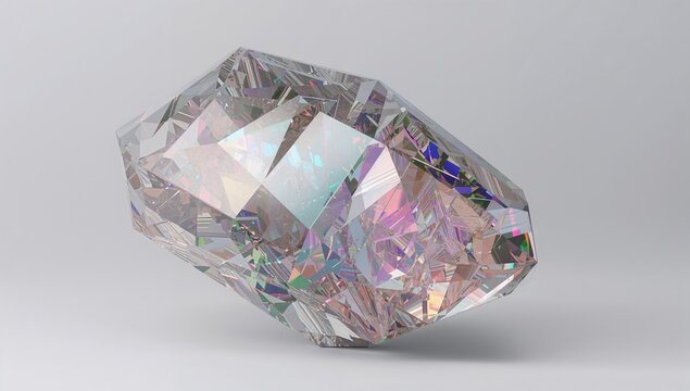 Geometric crystal backdrop, shimmering iridescent surface, faceted design, liquid appearance, suitable for UI backdrop