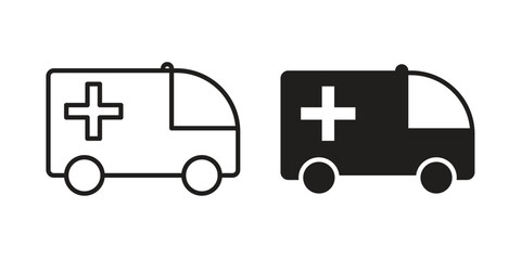 Ambulance icon pictogram in trendy outline style. icon, sign or symbol.