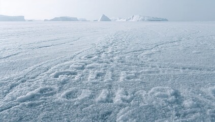 Obraz premium Inscription on frozen surface, seasonal change