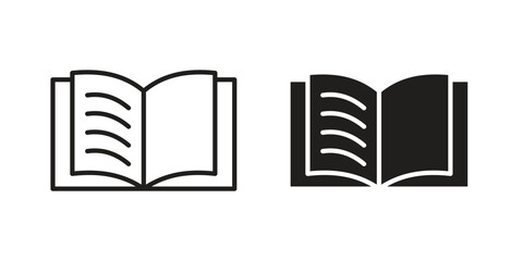 Book icon pictogram in trendy outline style. icon, sign or symbol.