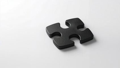 Obraz premium Black puzzle piece on a white background, symbolizing problem-solving in modern business