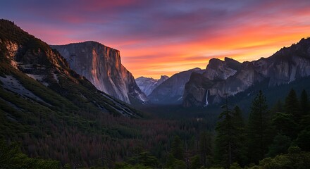 Majestic Yosemite Valley Sunrise with El Capitan and Half Dome.