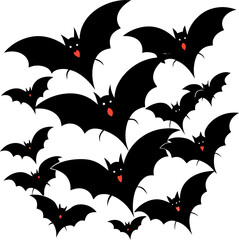 black bat cutouts arranged in a flock
